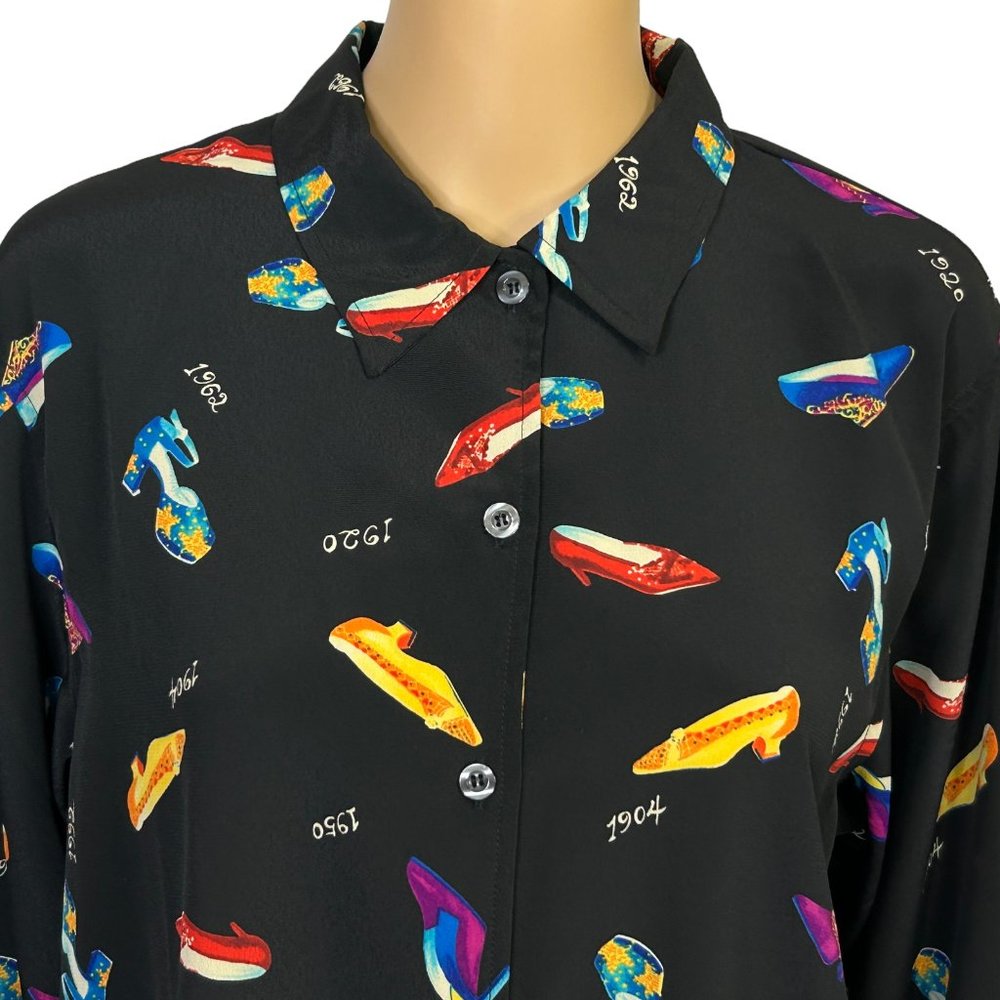Personality By Mary Duffy Womens L Button Up Blouse Shirt Fashion Shoes Theme‎